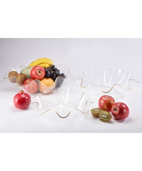 Coupe à fruits en acrylique 40 cm bord doré