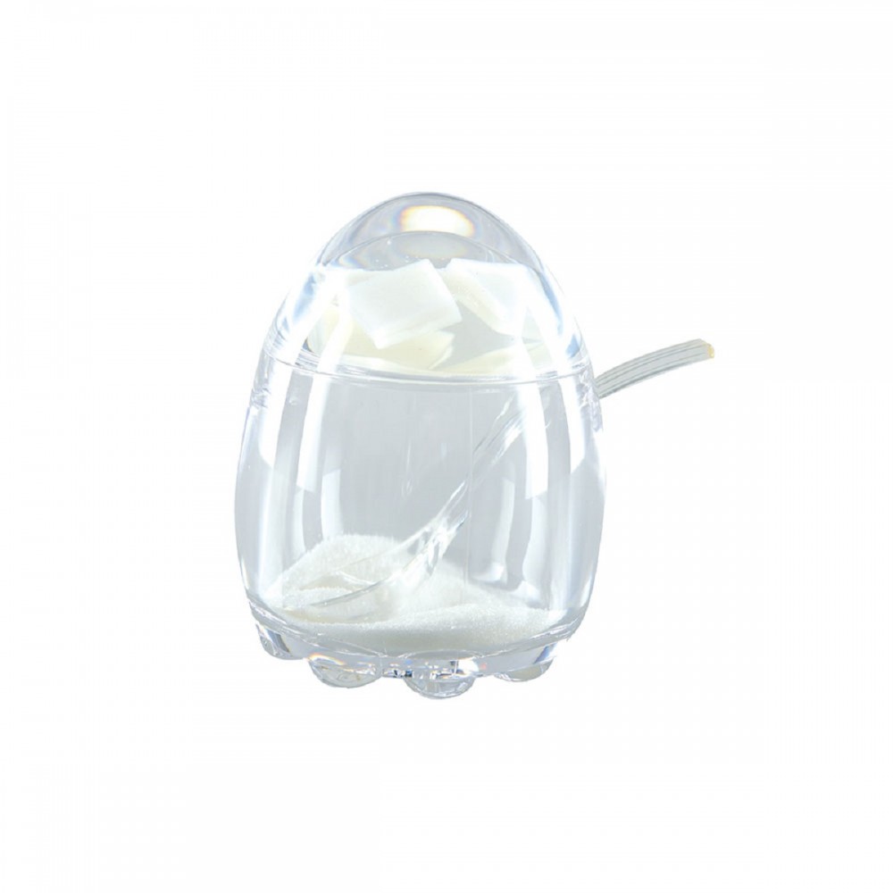 Acrylic sugar bowl with spoon 9x9x11.8cm