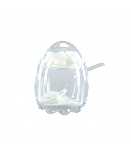Acrylic sugar bowl with spoon 9x9x11.8cm