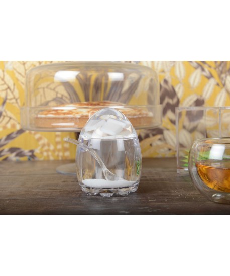 Acrylic sugar bowl with spoon 9x9x11.8cm