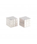 Silver Rubik's cube salt and pepper shakers 3x3x3cm