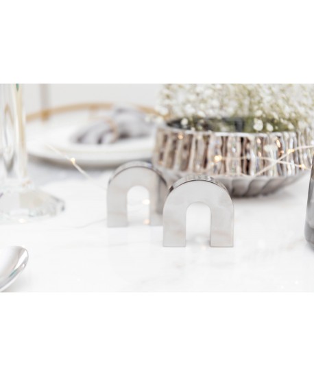 Salière et poivrière arc argent 6x2x6cm