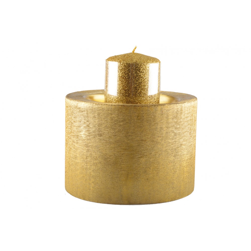 Gold metal candle holder 16.5x16.5x11.5cm