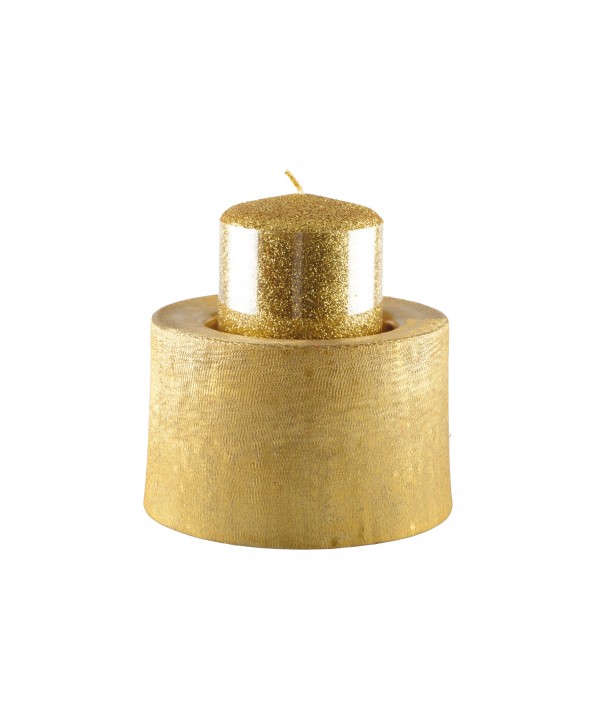 Gold metal candle holder 12.5x12.5x8.5cm