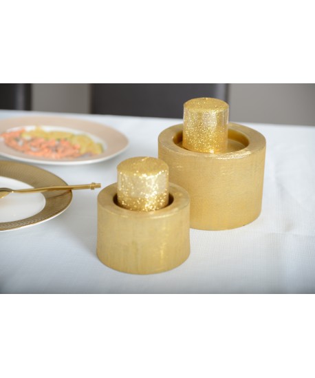 Gold metal candle holder 16.5x16.5x11.5cm