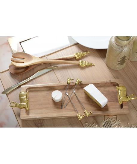 Charcuterie and cheese platter with 4 gold deer appetizer picks
