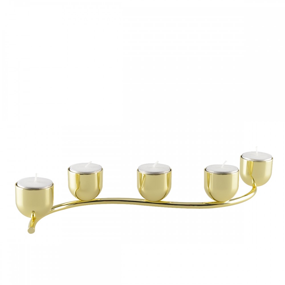 Gold twisted 5-light tealight candelabra