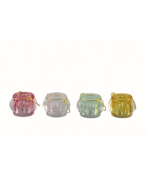 Mini bougeoir anse dorée - lot de  4 coloris assortis