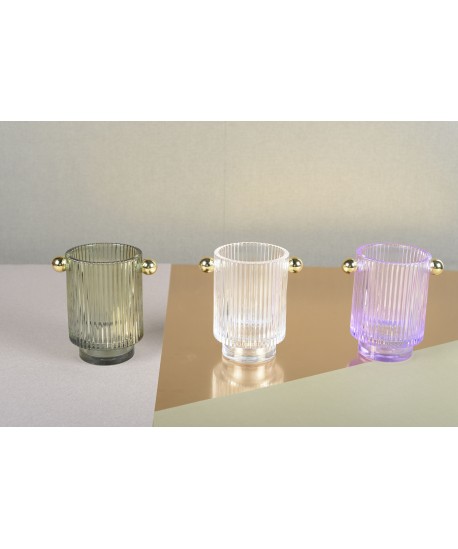 Bougeoirs 3 couleurs 8.8x12.5x13cm - lot de 3