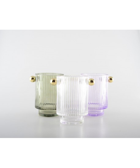 Bougeoirs 3 couleurs 8.8x12.5x13cm - lot de 3