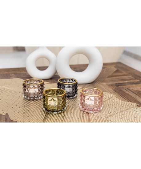 Four-color candlesticks with gold edges 7x7x5.5cm - set of 4