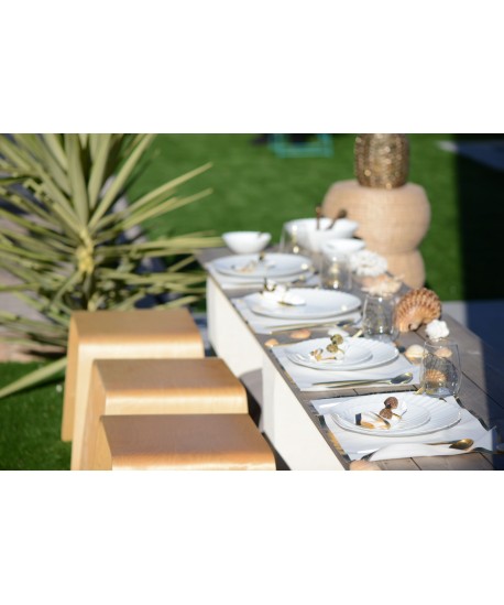 Dessous d'assiette jetable 31.5x45cm blanc et dore rouleau 32pieces