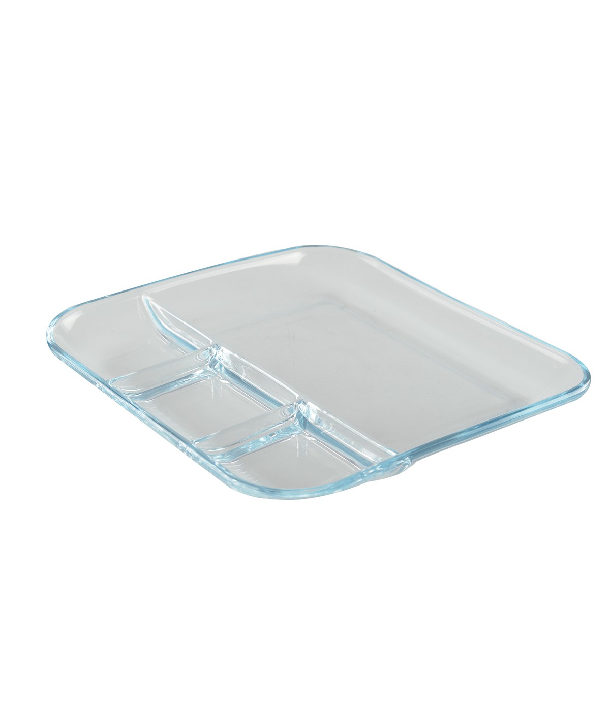 Plat 4 compartiments carré en verre