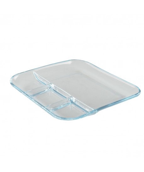 Plat 4 compartiments carré en verre