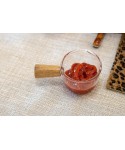 Mini casserolette en verre avec manche en bois  9x5.5x4cm