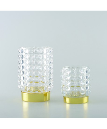 Bubble candlestick with gold pedestal height 13cm