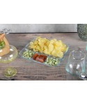 Plat 4 compartiments carré en verre