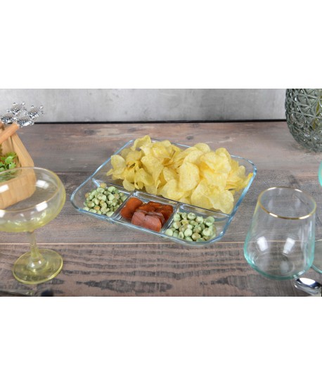 Plat 4 compartiments carré en verre