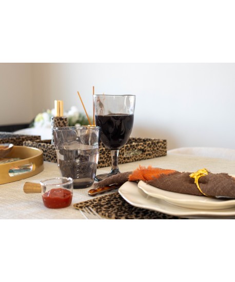 Mini casserolette en verre avec manche en bois  9x5.5x4cm