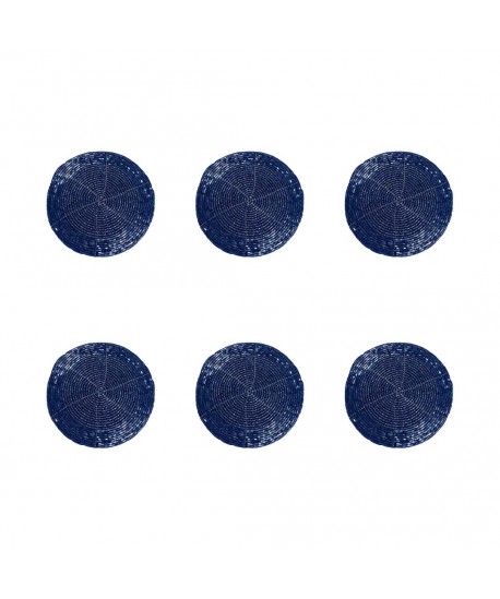 Dark blue pearl coasters - set of 6