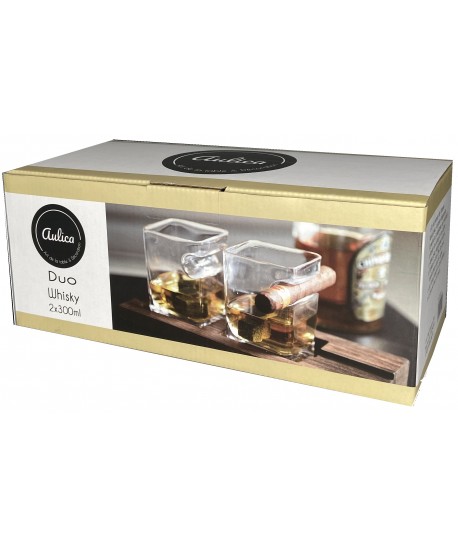 Duo whisky deux verres support bois 4 glaçons pierre céramique