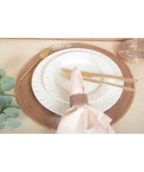 Dessous de verre perle pêche - lot de 6