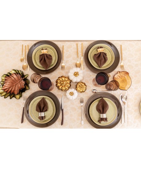 White and gold pumpkin candlesticks - set of 2