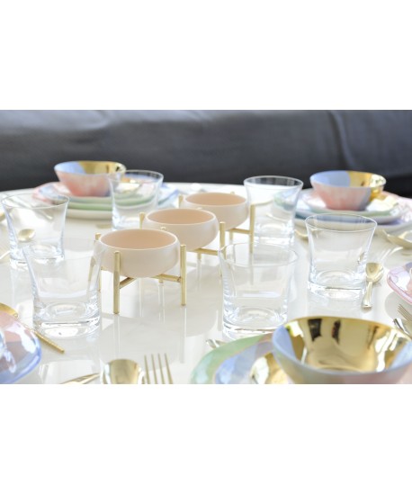 3-compartment appetizer dish beige and gold