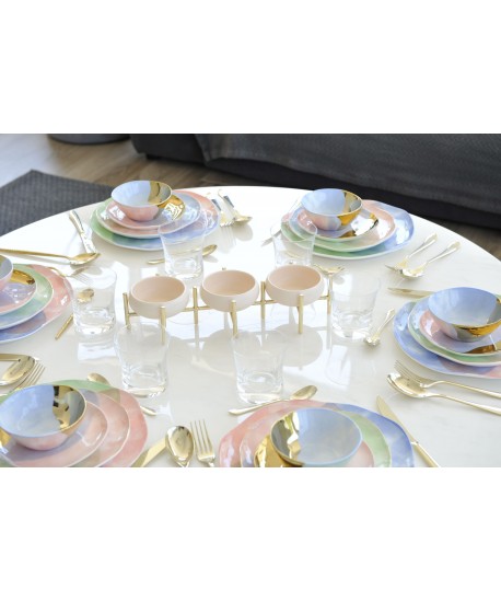 3-compartment appetizer dish beige and gold