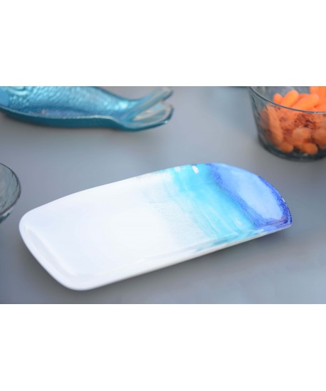 Plat à cake rectangulaire océan 28x14cm