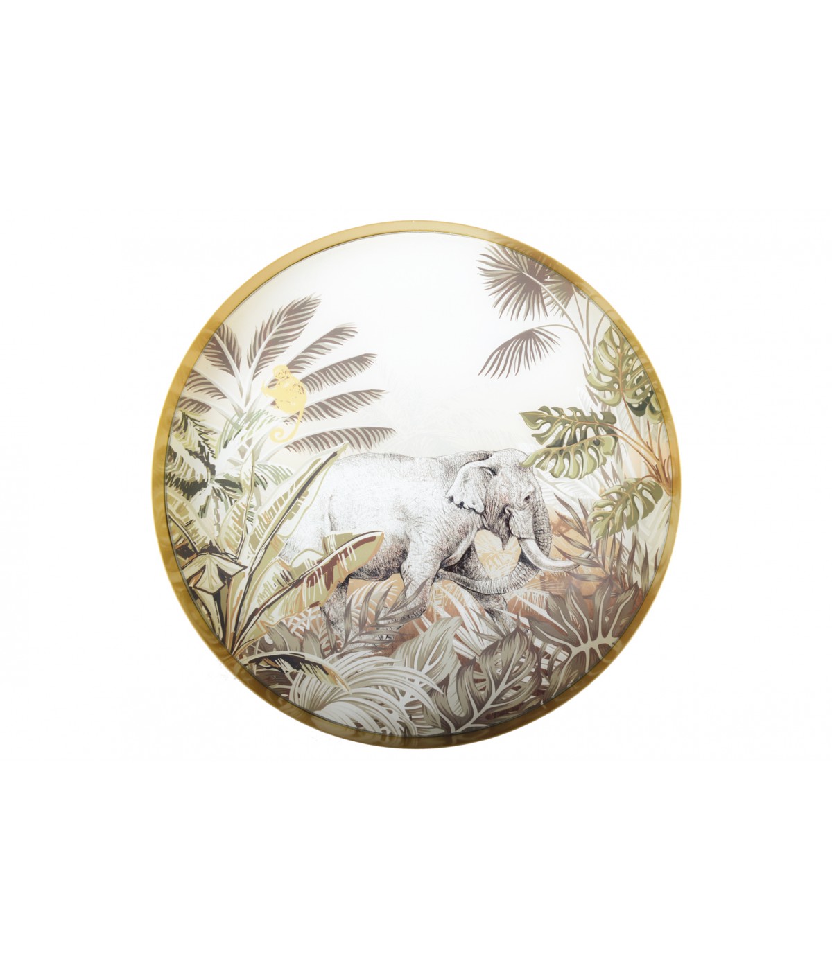 Plateau rond doré éléphant Kenya