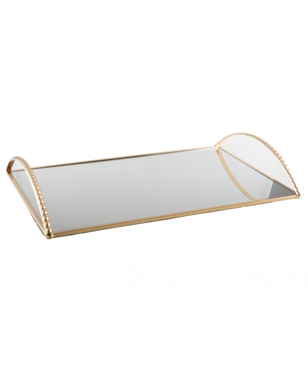 Large rectangular tray with golden handles
