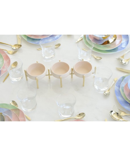 3-compartment appetizer dish beige and gold