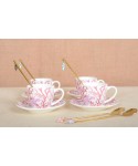Tasses et sous-tasses corail - lot de 4