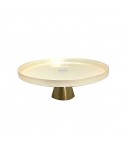 Plat à gâteaux vanille sur pied dore h28cm
