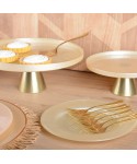 Plat à gâteaux vanille sur pied dore h28cm