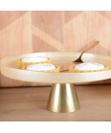Plat à gâteaux vanille sur pied doré 21x21x8cm