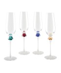 Flûtes avec pied en diamant 4 couleurs - lot de 4