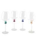 Verres à vin avec pied en diamant 4 couleurs - lot de 4