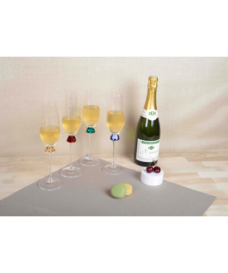 Flûtes avec pied en diamant 4 couleurs - lot de 4