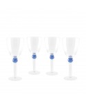 Verres à vin avec pied en diamant bleu - lot de 4