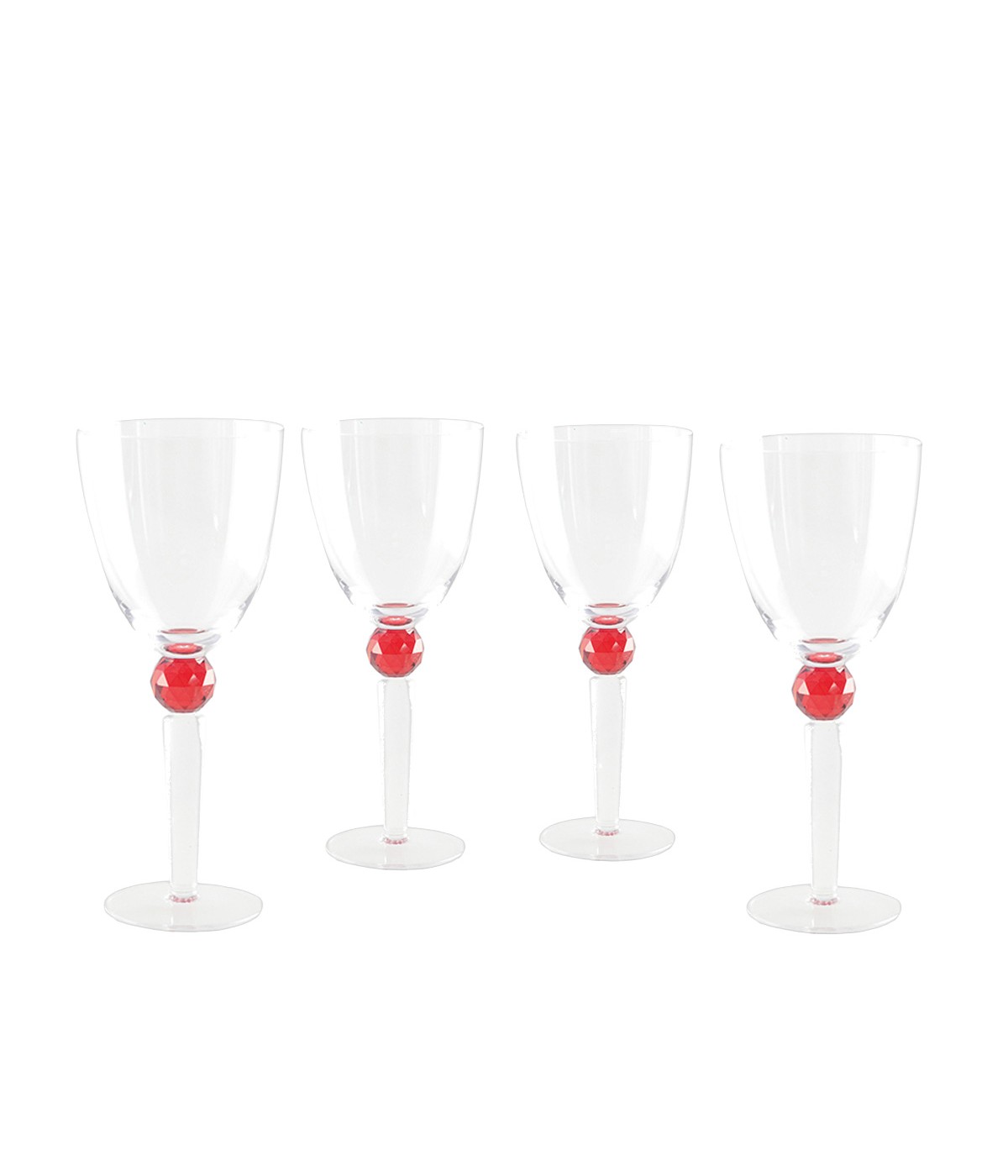 Verres à vin avec pied en diamant rouge - lot de 4