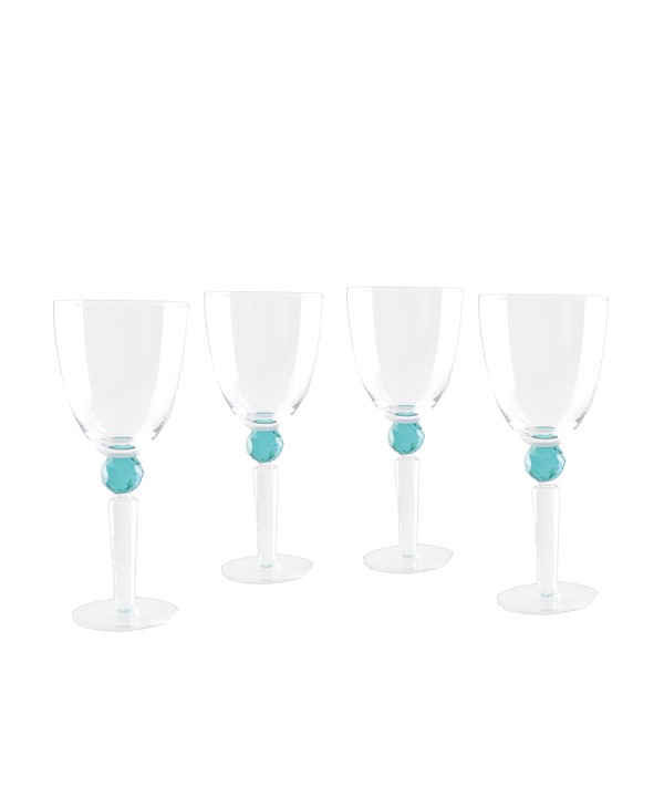 Verres à vin avec pied en diamant vert - lot de 4