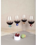 Verres à vin avec pied en diamant 4 couleurs - lot de 4