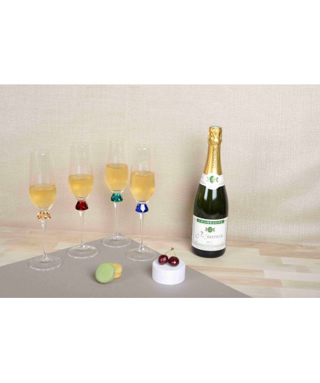 Flûtes avec pied en diamant 4 couleurs - lot de 4