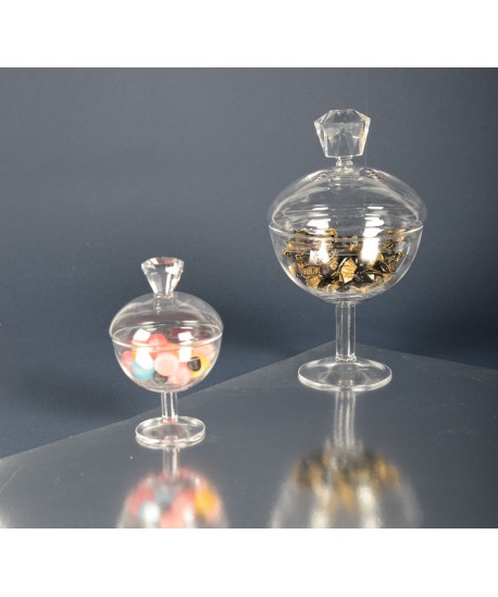 Bonbonnière en verre avec diamant h24cm