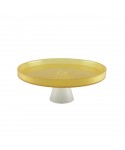 Yellow cake dish with white foot 28cm - lemon