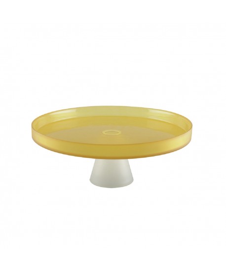 Yellow cake dish with white foot 28cm - lemon