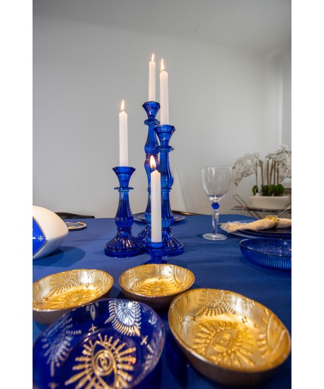 Verres à vin avec pied en diamant bleu - lot de 4