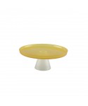 Yellow cake dish with white foot 21cm - lemon